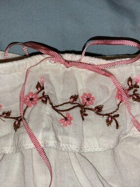 American Eagle Embroidered Ruffle Cami Crop Top size XS coquette cottagecore